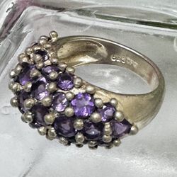 Sterling Silver Amethyst Cluster Ring, Size 7 