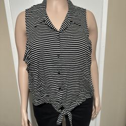 Hot Topic Striped Collar Tank Top Size 3
