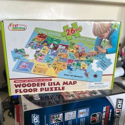 Wooden USA Map Floor Puzzle