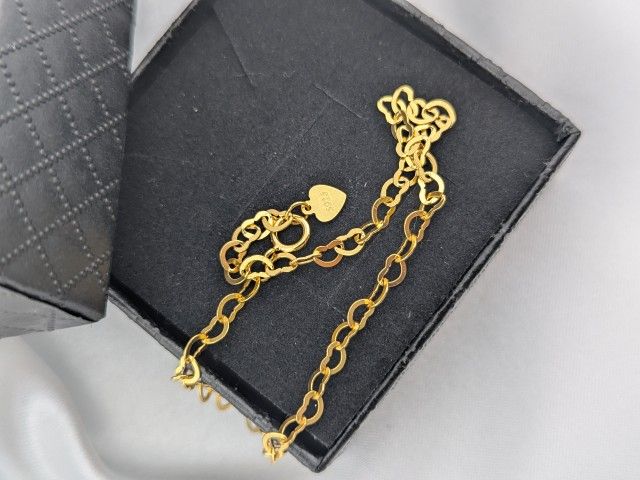 925 Sterling Silver Dainty Heart Shape Link Bracelet SIZE 7.25"