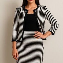 Banana Republic black and white striped Blazer and Skirt Set