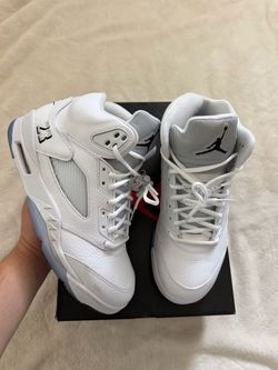 White Metallic Jordan 5’s