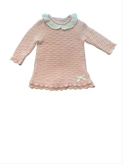 Easter dress (0 to 3 months) crochet pink white 