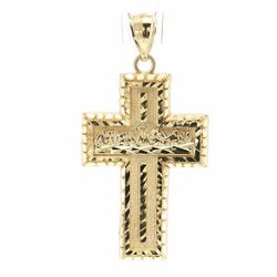 Men’s 10k Yellow Gold 2” Inch Last Supper Gold Nugget Cross Pendant for Necklace GP3138918