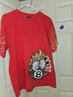 Vintage Red Graphic T-Shirt 8 Ball Flames