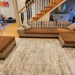 Fabric Italian Modern Sectional With Ottoman