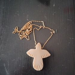 Carved Shell Bird Pendant Vintage.