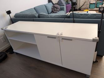 Modern White Credenza / TV Stand — Knoll-Style, 71"W
