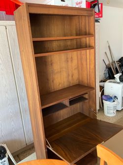 Bookshelf with fold-out/fold-in desk-$35