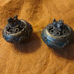 Rare Vintage Collectible Chinese Brass Jade Incense Burners