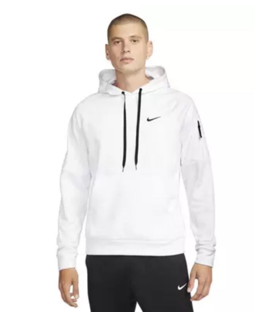 Nike Therma-FIT Men's Medium-Tall Pullover Fitness Hoodie - White (DQ5401-100)