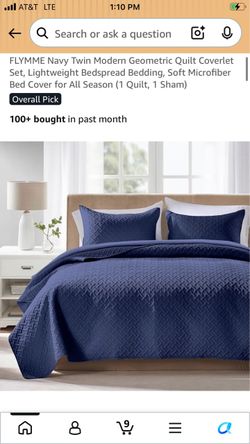 Twin Size Quilt Set Navy Blue