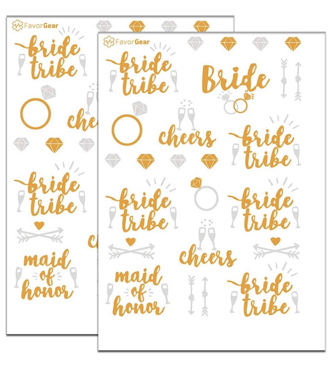 Bachelorette Party Flash Tattoos- Bride Tribe, Maid of Honor ,Cheers & 52 Styles Unique Designed(2 Sheets) Temporary Tattoos - Brida Shower Favor Wed