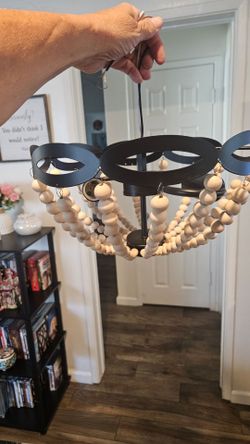 Wood beaded Chandelier
