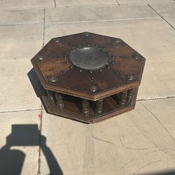 Rustic, heavy coffee table, octagonal 47 3/4”