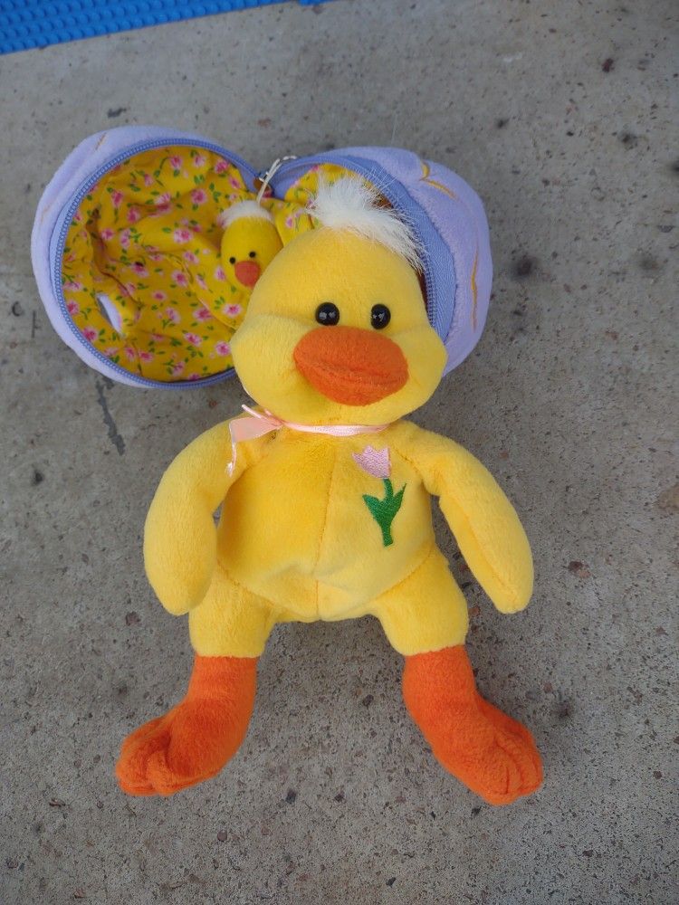 Vintage 2000 PlushLand Baby Chick in Purple Egg Plushy March Of Dimes Duck Plush in Egg 9" Baby Harry III 2003 Plushland Easter