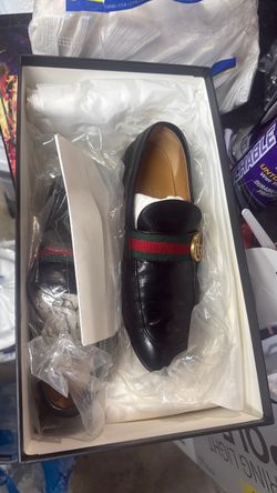 Gucci Web Stripe Leather Loafers
