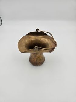 Vintage Brass Mushroom Figurine with Handle