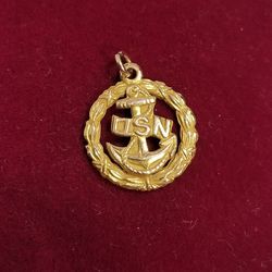 Vintage 10k Solid Yellow Gold United States Navy Charm