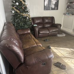 Reclining Leather Couch And Love Seat 