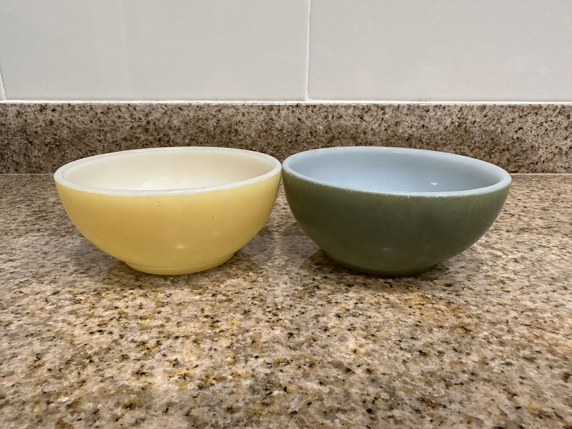 Fire King Oven Ware 5" Chili Soup Cereal Yellow & Green Bowl | Lot Of 2