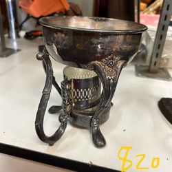 Vintage Silver Plate Food Warmer with Candle Holder