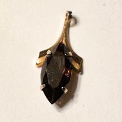 Vintage 14k Gold Filled Stamped Marquis Cut Smoky Quartz Pendant - 1”