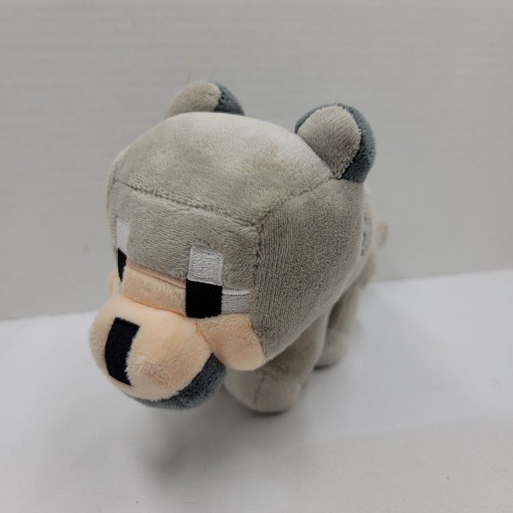 Mojang Minecraft Grey Wood Jinx Puppy Wolf Dog Stuffed Animal Plush 5.5" long
