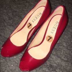 NEW GUESS Peep Toe Red Heels