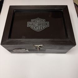 LIMITED EDITION Harley-Davidson Wood & Glass Memory Box (Vacaville, CA)
