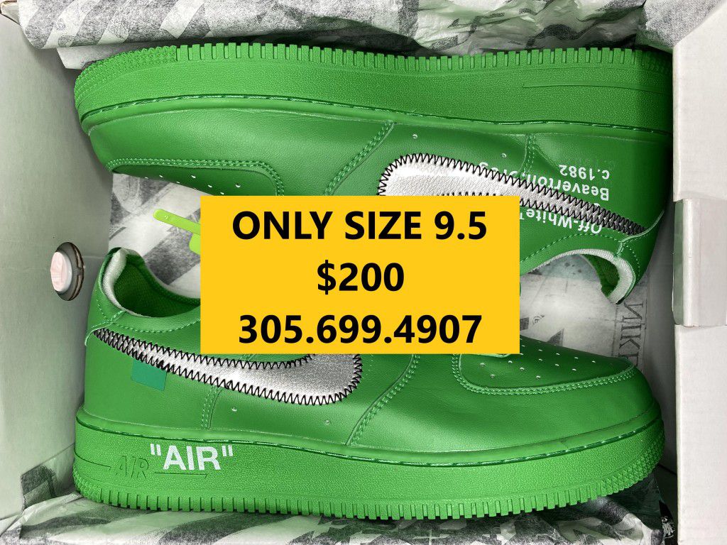 OFF WHITE NIKE AIR FORCE 1 LOW AF1 BROOKLYN GREEN SPARK WHITE BLACK NEW  SALE SNEAKERS SHOES MEN SIZE 9.5 43 A4 for Sale in Miami, FL - OfferUp
