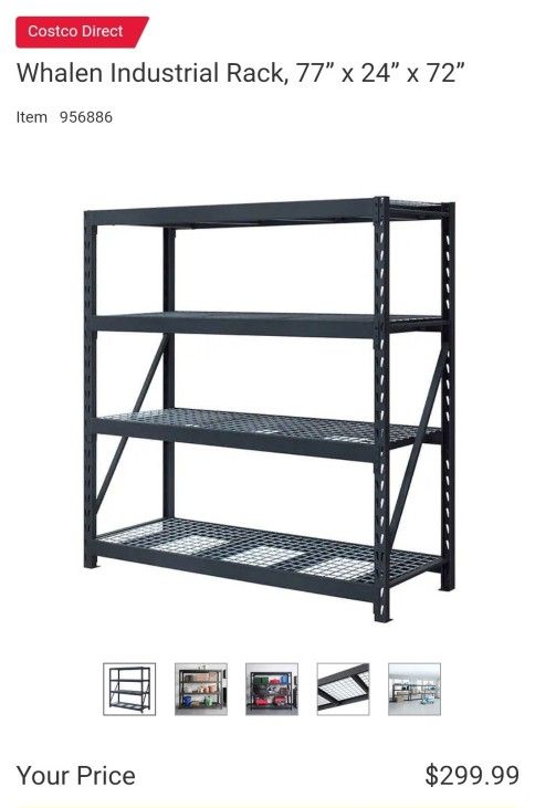 Whalen Industrial Rack 77” x 24” x 72” $220