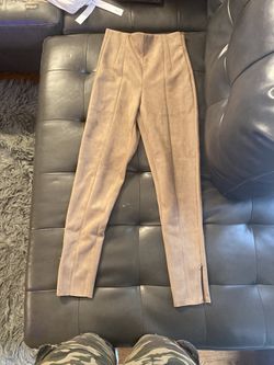 ZARA WOMEN'S FAUX SUEDE BROWN LEGGINGS SIZE SMALL~NEW WITH TAGS