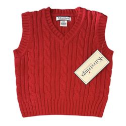 NEW Kitestrings by Hartstrings Baby Boy’s Cable Knit Sweater Vest size 12M Red