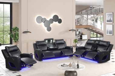 3 Pc Recliner Living Room Set with LED