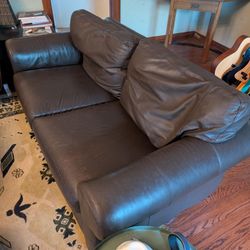 Brown Leather Loveseat