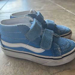 Blue Suede Velcro Strap Vans