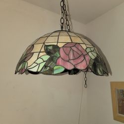 Rose Painted Glass Hanging lamp