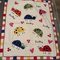 Cute Ladybug Baby Blanket for Girls & Boys, Soft Plush Throw Blanket, Toddler & Newborn, Nursery, Stroller, Crib, Shower Gift - 33 1/2 x 42