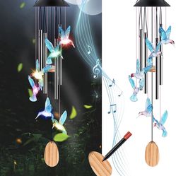 Brand New Led Wind Chimes (blue Hummingbird Solar Wind Chimes )