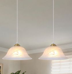 11.8" Milk Glass Pendant Light - Gold