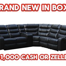 Black Faux Leather Recliner Couch Sectional Brand New In Box 📦 