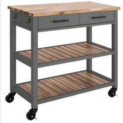 Seville Kitchen Cart with Acacia Shelves