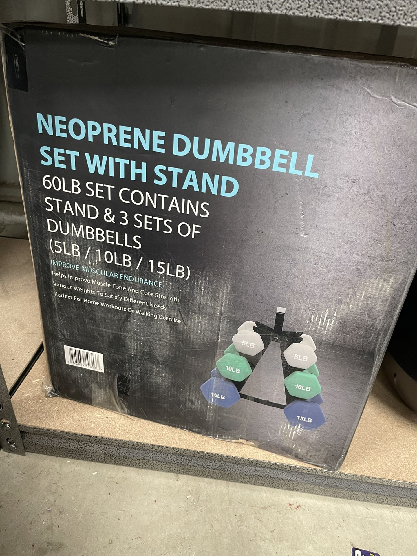 NEOPRENE DUMBBELL SET WITH STAND 60LB SET CONTAINS STAND & 3 SETS OF DUMBBELLS (5LB / 10LB / 15LB)