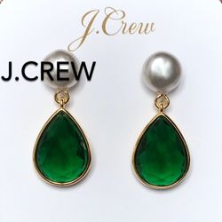 (NEW) (1 AVAILABLE) WOMEN’S J.CREW FRESHWATER PEARL AND CRYSTAL TEARDROPS EARRINGS - SIZE: 1 1/4”