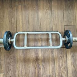 Tricep Bicep Curl Bar standard Weight With (2) Plates 5Lbs Each