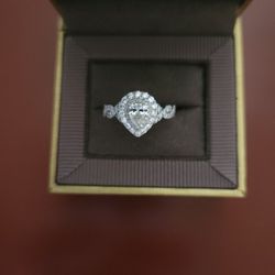 Neil Lane 14K White Gold Pear Cut Diamond Engagement Ring 