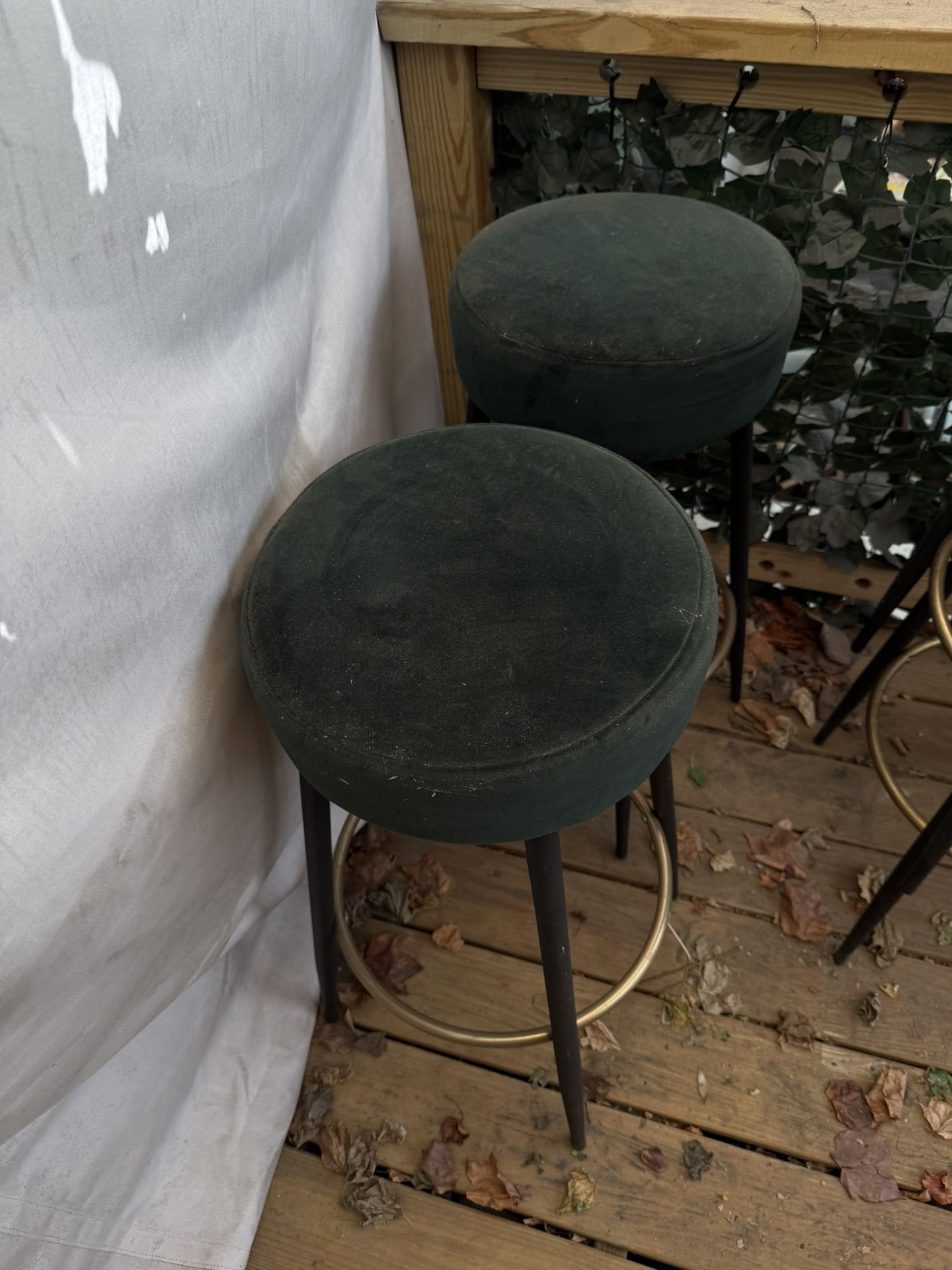 8 Dark Forest Green Velvet Bar Stools