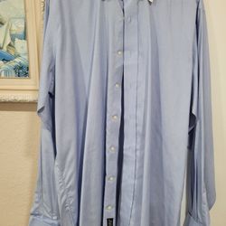 Blue French Cuff Men's Dress Shirt 