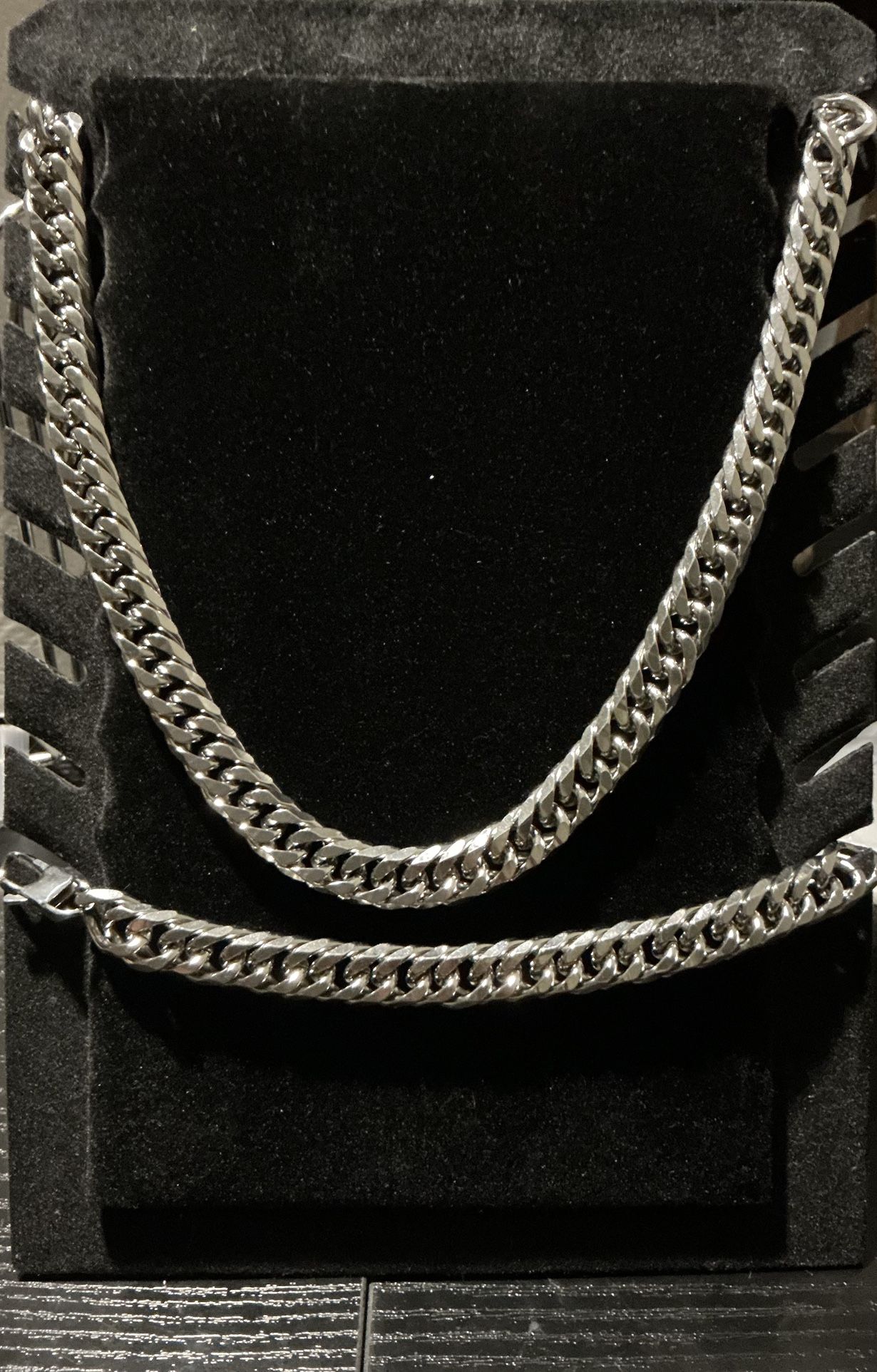 14mm Stainless Steel Chain And Bracelet Set